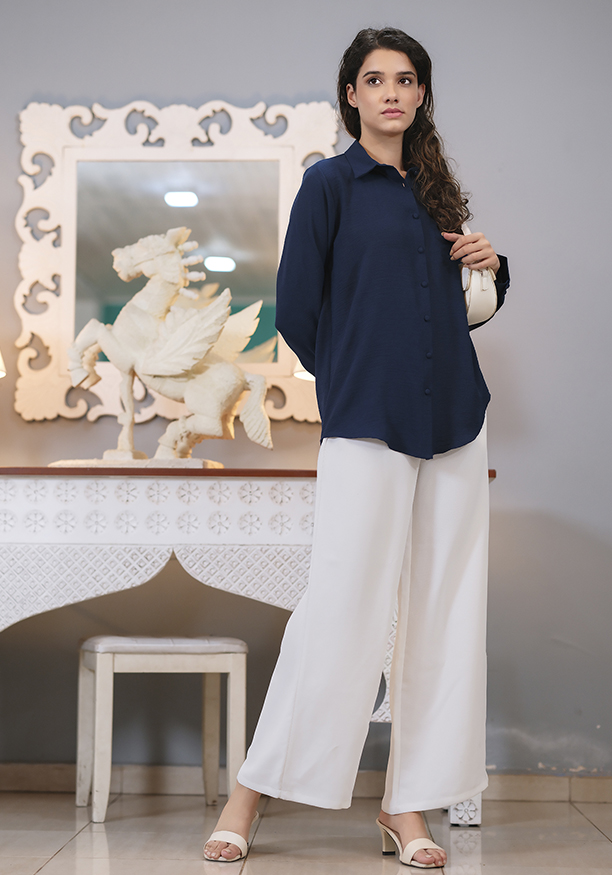 RIYANA OFFICE WEAR NAVY SHIRT